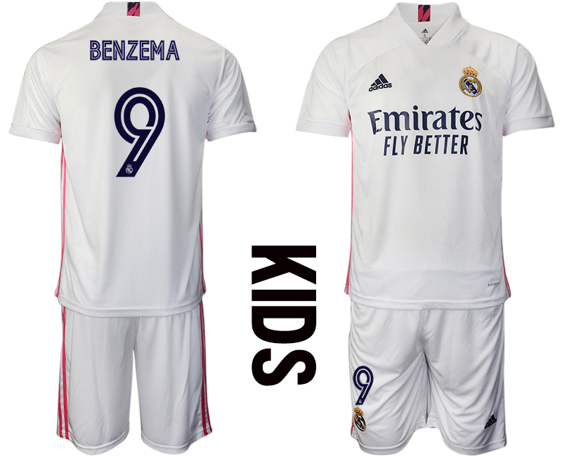 Youth 2020-2021 club Real Madrid home #9 white Soccer Jerseys->real madrid jersey->Soccer Club Jersey